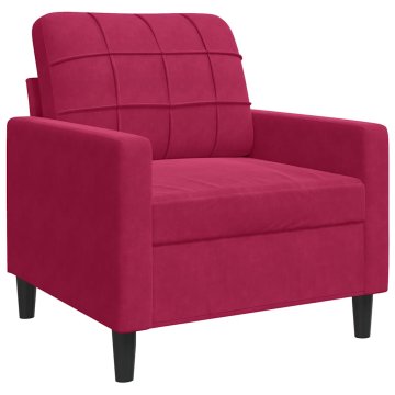 Vidaxl Fotelj vinsko rdeč 60 cm žamet