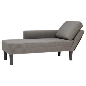 Vidaxl Chaise Lounge z blazino Svetlo siva Corduroy tkanina