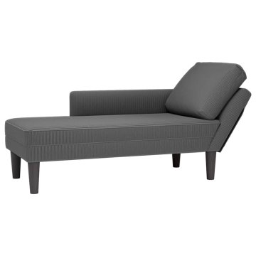 Vidaxl Chaise Lounge z blazino Temno siva Corduroy tkanina