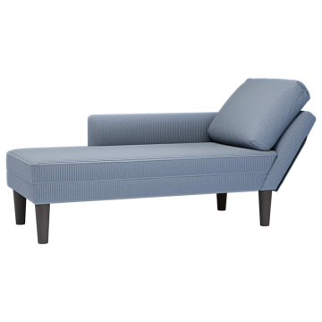 Vidaxl Chaise Lounge z blazino Temno modro Corduroy tkanina