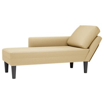 Vidaxl Chaise Lounge z blazino sivo-zelena Corduroy tkanina