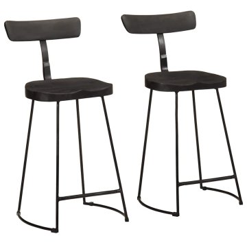 Vidaxl Barski stolčki 2 črni Black 49x43x88 cm trden mangov les