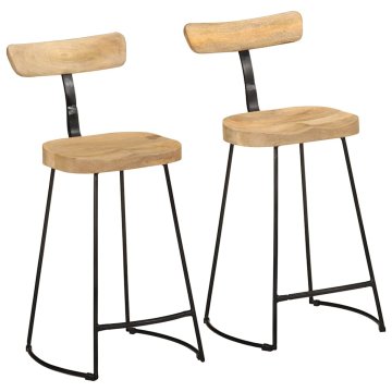 Vidaxl Barski stolčki 2 črni 49x43x88 cm trden mangov les