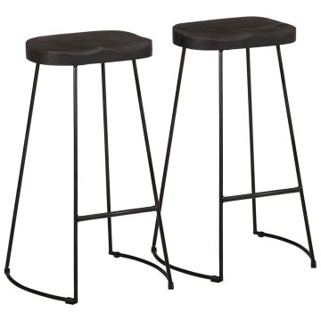 Vidaxl Barski stolčki 2 črni Black 45x40x78 cm trden mangov les
