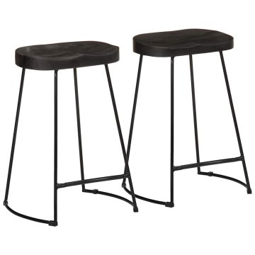 Vidaxl Barski stolčki 2 črni Black 45x40x62 cm trden mangov les