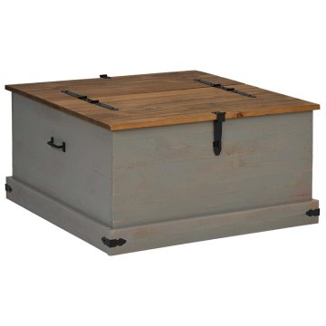 Vidaxl Skrinja za shranjevanje HALDEN siva 91x91x47cm Masivni les, bor
