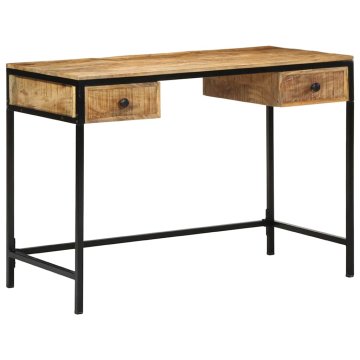 Vidaxl Pisalna miza Rjava 105 x 50 x 75 cm Trdna mango les in kovina