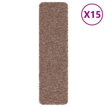 Vidaxl Podloge proti zdrsu za stopnice 15 kos 75 x 20 cm Rjava PP