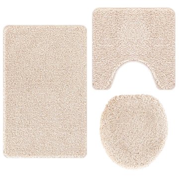 Vidaxl Set protidrsnih kopalnih preprog 3 kos krema 50 x 80 cm PP