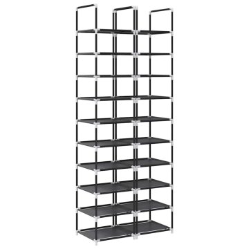 Vidaxl Stojala za čevlje 2 kosa 10-stopenjska črna 33x33x174 cm