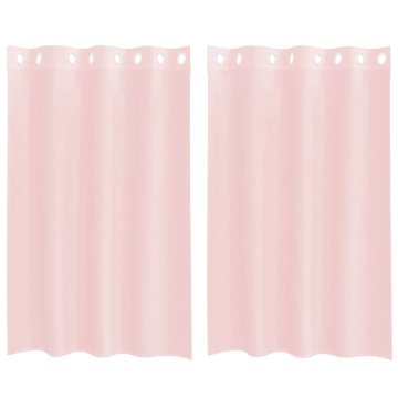 Vidaxl Voile zavese z vponkami 2 kosa svetlo roza 140x175 cm