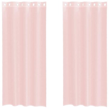 Vidaxl Voile zavese z vponkami 2 kosa svetlo roza 140x245 cm