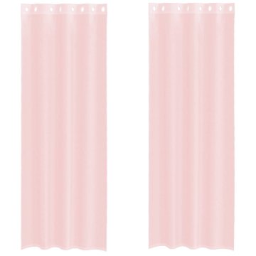 Vidaxl Voile zavese z vponkami 2 kosa svetlo roza 140x260 cm