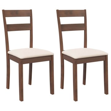 Vidaxl Jedilni stoli z blazinami 2 kosa Brown Solid Wood Rubber