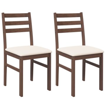 Vidaxl Jedilni stoli z blazinami 2 kosa Brown Solid Wood Rubber