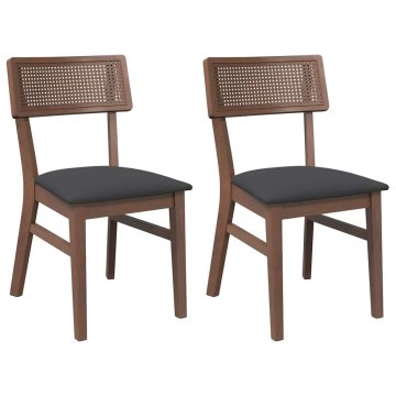 Vidaxl Jedilni stoli z blazinami 2 kosa Brown Solid Wood Rubber