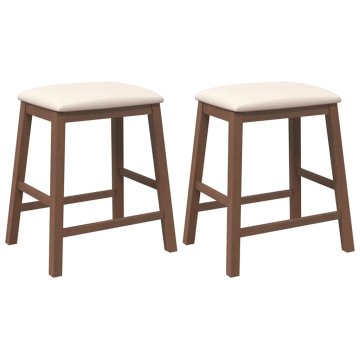 Vidaxl Bar stoli z blazinami 2 kosa Brown Solid Wood Rubber