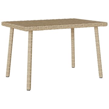 Vidaxl Vrtna kavna miza pravokotna bež 60x40x37 cm poli ratan