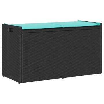 Vidaxl Zunanja klop za shranjevanje z blazino Black 100 cm Poly Rattan