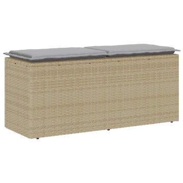 Vidaxl Vrtna klop z blazino Bež 110x40x44 cm poli ratan