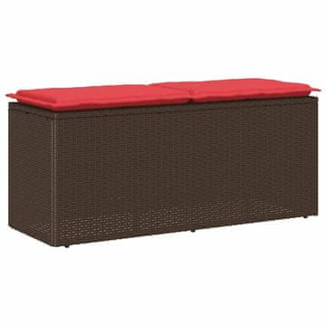 Vidaxl Vrtna klop z blazino rjava 110x40x44 cm poli ratan