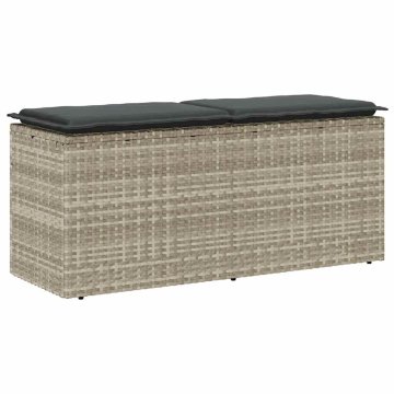 Vidaxl Vrtna klop z blazino svetlo siva 110x40x44 cm poli ratan