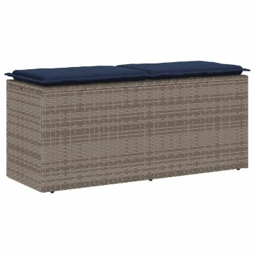 Vidaxl Vrtna klop z blazino Grey 110x40x44 cm poli ratan
