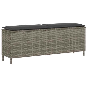 Vidaxl Vrtna klop z blazino siva 110x30x40,5 cm poli ratan