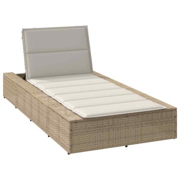 Vidaxl Ležalnik s plavajočo blazino Beige poli ratan