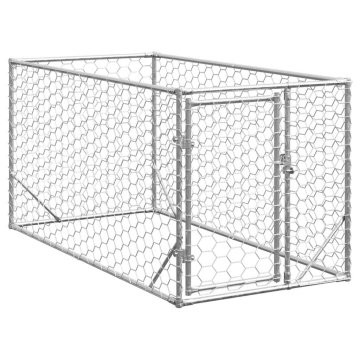 Vidaxl Zunanji pasji boks z vrati 2x1x1 m pocinkano jeklo