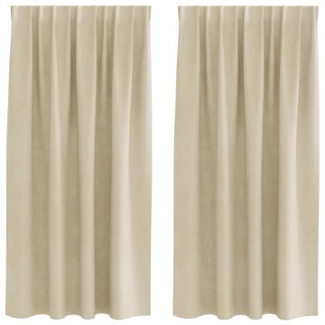Vidaxl Zavese 2 kos Krem 140 x 175 cm Žamet