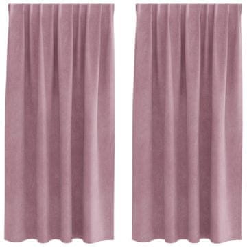 Vidaxl Zavese 2 kos Temno roza 140 x 175 cm Žamet