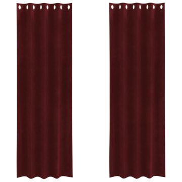 Vidaxl Zavese 2 kos Vinorodna rdeča 140 x 225 cm Žamet