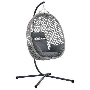Vidaxl Viseči stol v obliki jajca poli ratan 104 x 100 x 191 cm Siva