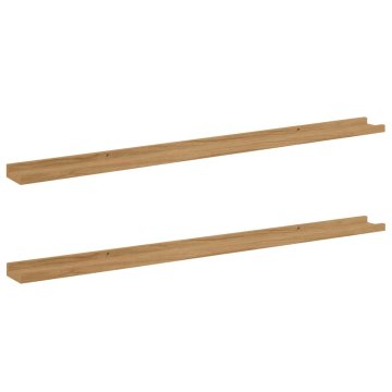 Vidaxl Stenska polica 2 kos Rjava 115 x 9 x 3 cm Inženirski les