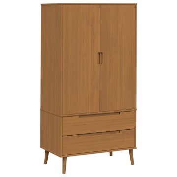 Vidaxl Garderobna omara MOLDE Karamelna 90 x 55 x 175 cm