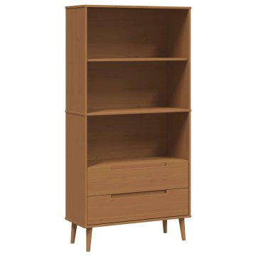 Vidaxl Knjižna omara MOLDE 85 x 35 x 170,5 cm Trdna borovina Karamelna