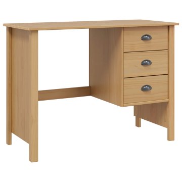 Vidaxl Pisalna miza z predali HILL Medeno rjava 100 x 45 x 74 cm