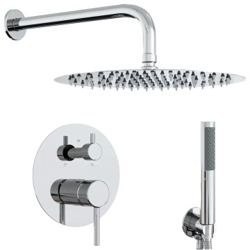 Vidaxl Skriti sistem tuša (okrogel) Srebrna Inox 201