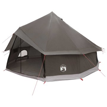 Vidaxl Tipi šotor 8-osebni Rjava siva Poliester in jeklo