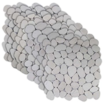 Vidaxl Pebble ploščice Bela 30 x 30 cm Rečni prod
