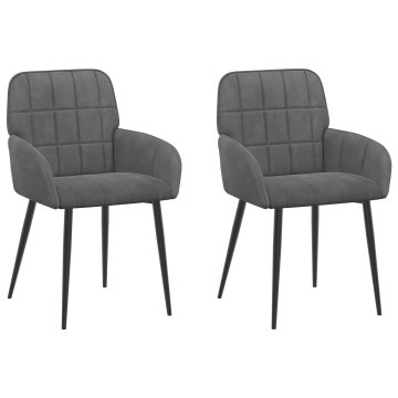 Vidaxl Jedilni stoli 2 kos Žamet Temno siva 56.5 x 50 x 85 cm