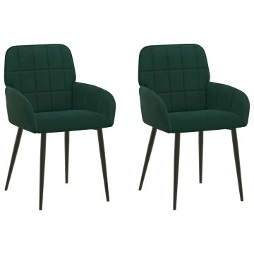 Vidaxl Jedilni stoli 2 kos Žamet Temno zelena 56.5 x 50 x 85 cm