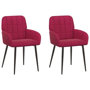 Vidaxl Jedilni stoli 2 kos Žamet Vinorodna rdeča 56.5 x 50 x 85 cm
