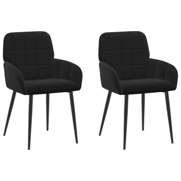 Vidaxl Jedilni stoli 2 kos Žamet Črna 56.5 x 50 x 85 cm