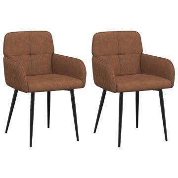 Vidaxl Jedilni stoli 2 kos Umetno nubuk usnje Rjava 59 x 56,5 x 85 cm