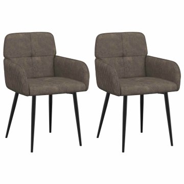 Vidaxl Jedilni stoli 2 kos Umetno nubuk usnje Temno siva 59x56,5x85cm