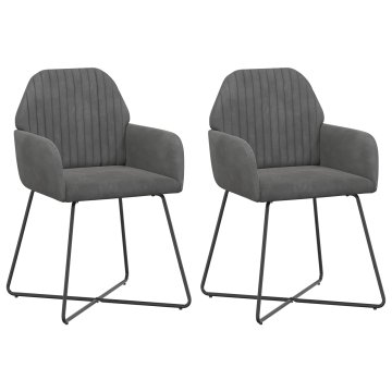 Vidaxl Jedilni stoli 2 kos Žamet Temno siva 55 x 50 x 84 cm