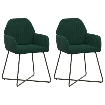 Vidaxl Jedilni stoli 2 kos Žamet Temno zelena 55 x 50 x 84 cm