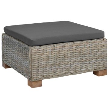 Vidaxl Footrest z blazino GENDT Naravni rattan Kubu siva